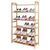 6 Tier Bamboo Shoe Rack Organizer Shoe Self Storage Entryway Standing Shelf Shoe Tower