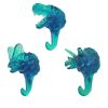 3pcs Simulated Dinosaur Skeleton Hooks Simulation Fossils Resin Wall Hangers Coat Hooks Key Hooks,Transparent Blue