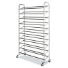 10-Tier Rolling 50 Pair Shoe Rack; Metal; Chrome