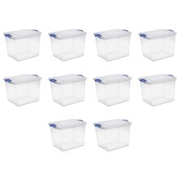 Sterilite 27 Qt. Latch Box Plastic, Stadium Blue, Set of 10