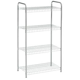 Freestanding 4-Tier Multipurpose Wire Shelving Unit, Satin Nickel. For Closet Organization. Great for laundry rooms, closets and mudrooms