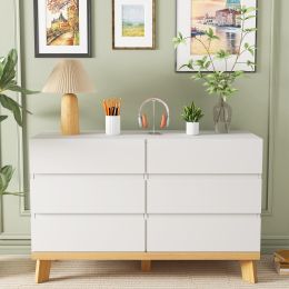 47.24"6-Drawers MDF Storage Cabinet,for Bedroom,Living Room,Dining Room,Hallways,White