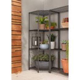 Black 4-Tier Corner Wire Garage Storage Shelving Unit (27"W x 72"H x 18"D)