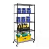 Black 5-Tier Rolled Wire Shelving Unit (36"W x 76"H x 18"D)