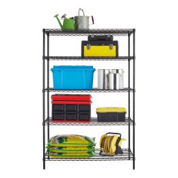 Black Anthracite 5-Tier Wire Shelving Unit (48"W x 72"H x 18"D)