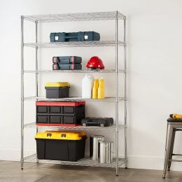 Chrome Plated 6-Tier Commercial Grade Heavy Duty Wire Shelving Unit (48"W x 72"H x 18"D)