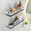 Bathroom Wall Shelves 15.7 in Glass Bathroom Shelf Silver Floating Shelves Tempered Glass Shelves for Shower Wall Mounted