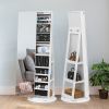 Jewelry Armoire with Full Length Mirror 360Â° and Large Capacity Jewelry Organizer Armoire; Lockable Mirror with Jewelry Storage; Multi Storage Shelves