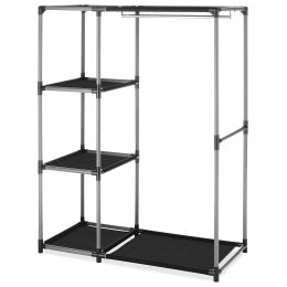 Spacemaker Garment Rack; Resin; Fabric and Metal; Silver and Black