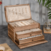 1pc 3 Layer Wooden Jewelry Organizer Box, Necklace Rings Bracelets Box, Travel Earrings Case