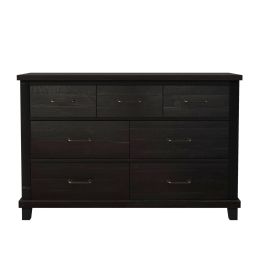 Rustic Farmhouse Style Solid Pine Wood Seven-Drawer Dresser for Living Room, Bedroom, Coffee