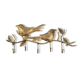 WILLART Handmade and Hand Painted Bird Design Metal Wall Hanging Antique 5 Key Hooks Key Holder Coat Hanger for Home DÃ©cor Wall DÃ©cor (36 cm x 14 cm)