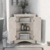 White Marble Triangle Bathroom Storage Cabinet with Adjustable Shelves; Freestanding Floor Cabinet for Home Kitchen