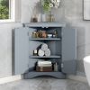 Blue Triangle Bathroom Storage Cabinet with Adjustable Shelves; Freestanding Floor Cabinet for Home Kitchen