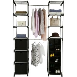 Closet Organizer;  2-Tower 9-Shelves;  Easy to Assemble;  Black