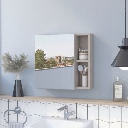 Oman Medicine Cabinet; Three Internal Shelves; Single Door; Two External Shelves -Light Gray