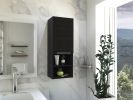 Mila Bathroom Cabinet; Two Interior Shelves; Two External Shelves; Single Door Cabinet -Black