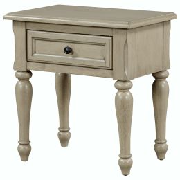 Solid Wood One-Drawer Nightstand for Nursery; Kid's Room; Bedroom; Stone Gray