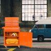 Detachable 4 Drawer Tool Chest with Bottom Cabinet and one Adjustable Shelf--Orange