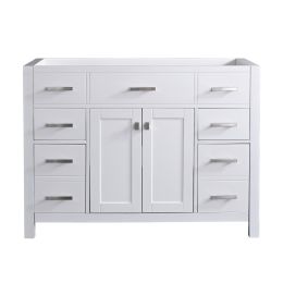 48 Inch Bathroom Storage Cabinet with Two Doors and Drawers in White; Vanity Base only