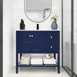 Bathroom Vanity With Soft Close Drawers and Gel Basin; 36x18