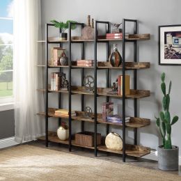 [VIDEO] 5 Tier Bookcase Home Office Open Bookshelf; Modern Industrial Style Shelf with Metal Frame; MDF Board