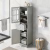 Tall Bathroom Cabinet; Freestanding Storage Cabinet with Drawer and Doors; MDF Board; Acrylic Door; Adjustable Shelf; Grey