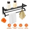 2 Tier Wall Mounted Towel Rack Bar Rail Towel Holder Hanger Bathroom Toiletries Storage Shelf with Nail Free Stickers