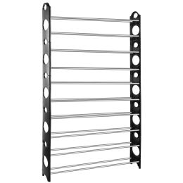 50-Pair Shoe Rack Storage Organizer 10-Tier Portable Wardrobe Tower Stackable Adjustable Shelf