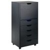 Halifax Tall Storage Cabinet; 5-Drawer; Black