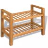 Shoe Rack with 2 Shelves Solid Oak Wood 19.7"x10.6"x15.7"