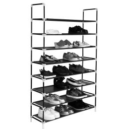 100cm Ultra Large Capacity 8 Layers Non-woven Fabrics & Steel Shoe Rack Black RT