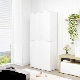 Shoe Cabinet White 31.5"x15.4"x70.1" Engineered Wood