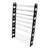 10-Tier 50-Pair-of-Shoes Adjustable Steel & Plastic Shoe Rack Black & Silver RT