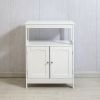 Floor Storage Cabinet;  Wooden FreeStanding Storage Organizer with 2 Doors and Shelves for Bathroom;  living Room;  White