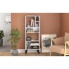 Manhattan Comfort Warren Tall Bookcase 1.0 with 8 Shelves in White with Black Feet