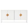 Solid wood special shape square handle design with 4 doors and double storage sideboard