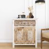 Weathered Wood Cabinet with 1 Drawer and 2 Doors Vintage Accent Storage Cabinet for Entryway;  Living Room