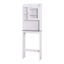 Modern Over The Toilet Space Saver Organization Wood Storage Cabinet for Home;  Bathroom -White