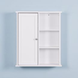 Wall Mount Medicine Cabinet with a Door;  Wooden Bathroom Storage Cabinet with Adjustable Shelf