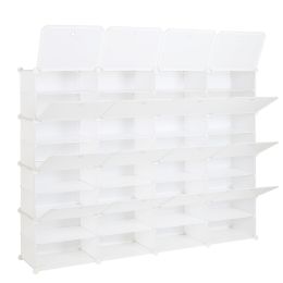 8-Tier Portable 64 Pair Shoe Rack Organizer 32 Grids Tower Shelf Storage Cabinet Stand Expandable for Heels, Boots, Slippers, White RT