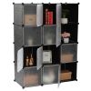 Cube Storage 12-Cube Closet Organizer Storage Shelves Cubes Organizer DIY Closet Cabinet with Doors White and Black Color RT