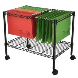 Single Tier Metal Rolling Mobile File Cart 23.6 x 12.6 x 18" Black