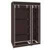 67" Portable Clothes Closet Wardrobe with Non-woven Fabric and Hanging Rod Quick and Easy to Assemble Dark Brown RT