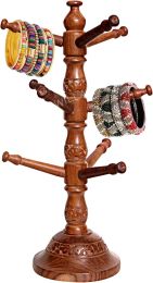 WILLART Handmade Wooden Bangle Holder Jewellery Stand for Women Tree Carving; 13 inches