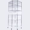 6-Layer Chrome Plated Polygonal Corner Shelf with 2" PP Wheels 680*680*1800 Silver