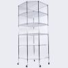 6-Layer Chrome Plated Polygonal Corner Shelf with 2" PP Wheels 680*680*1800 Silver