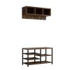 Coat Rack Shoe Bench Set; Hall Tree with Shoe Bench; Industrial Shoe Rack Bench with Coat Rack; 7 Hooks for Entryway; Hallway; 5-in-1Design; Brown