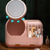 JoybosÂ® Makeup Storage Organizer Box with Led Lighted Mirror Pink