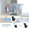 Foldable Steel Clothes Drying Rack with 4 Universal Wheels for Laundry